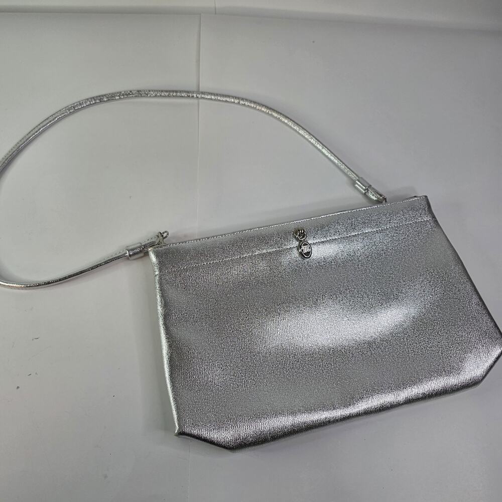 MARDANE Women's Vintage Silver metallic Snap Closure Purse USA Retro Clutch